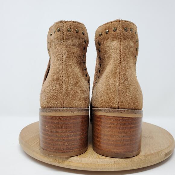 Steve Madden Lyz Ankle Boots‎ Womens 9 Brown Suede Studded Western Cut Out Side - Picture 9 of 12